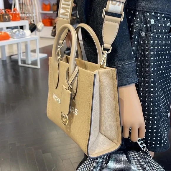 Michael Kors Mirella Small Pebbled Leather Shopper Top Zip Crossbody XBODY Tote